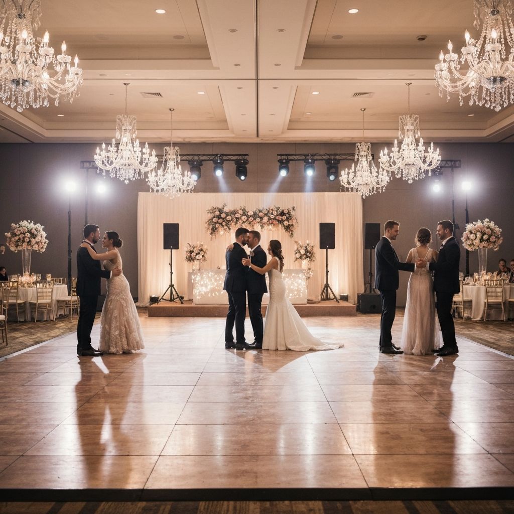 Tanzfläche mit romantischer Beleuchtung an einer Hochzeit in der Ostschweiz