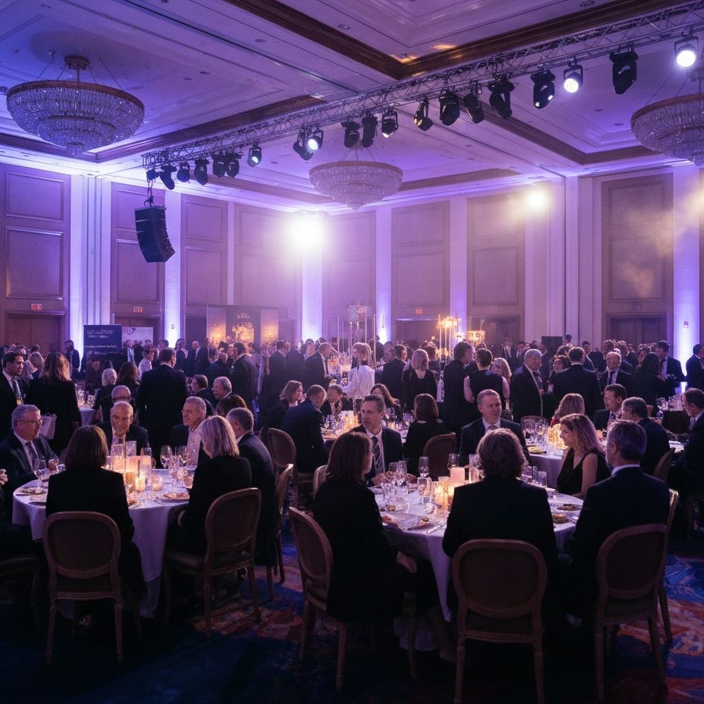 Firmen-Gala mit eleganter Lichttechnik und Event-DJ