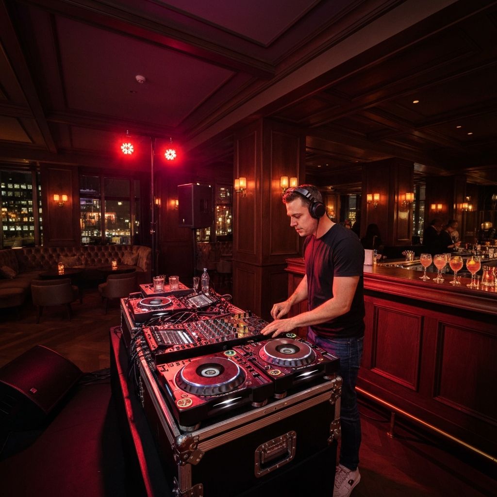 Professionelles DJ-Setup mit Lichtanlage von DJ Ostschweiz